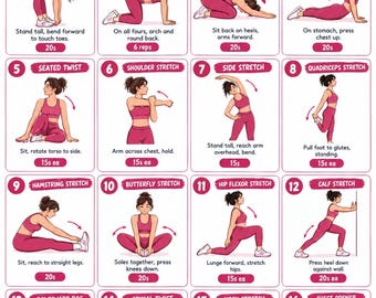 Stretching and mobility workout  |fitness printable | instant download | printable workout