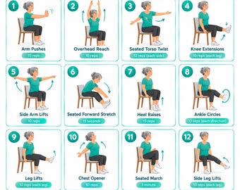 10 minute chair & stretch tone |fitness printable | instant download | printable workout