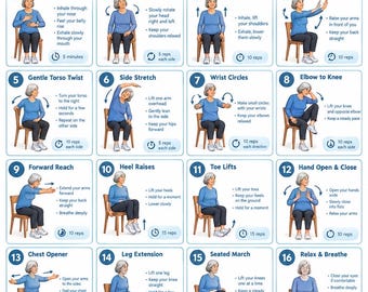 Chair tai chi over 70  |fitness printable | instant download | printable workout
