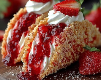 Receta de tacos de tarta de queso con fresas crujientes (descarga digital)