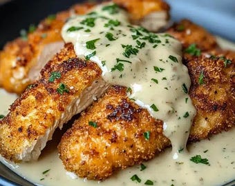 Hähnchen mit Parmesankruste und cremiger Knoblauchsauce Rezept (Digitaler Download)