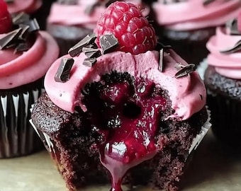 Molten Raspberry chocolate Cupcake Recipe (Digital Download)