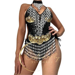 Vintage Sequin Showgirl Bodysuit: Gatsby-Inspired Beaded Leotard for Aerial Costume, Burlesque Costume, Dance Wear and Circus Performances