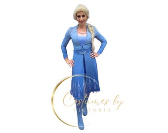 Elsa from Frozen 2 Enitre Costume for Elsa Cosplay, Entire Travel Elsa Dress with Cape & Boots for Childrens Entertainment Princess Parties