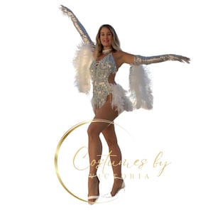 Opernhandschuhe mit glitzernden Pailletten und Federn, für Showgirl Outfit und Tanzkostüm, Federboa Oberarm Armstulpen für Burlesque Kostüme