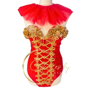 Glamorous Rhinestone Velvet Circus Bodysuit: Embellished Showgirl Leotard for Burlesque Performances