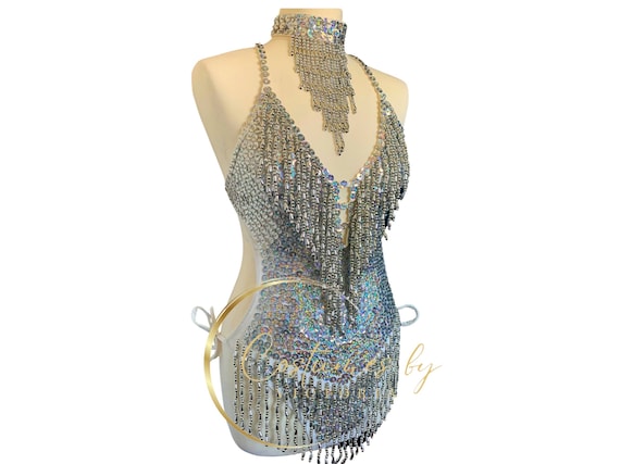 silver sequin dance top