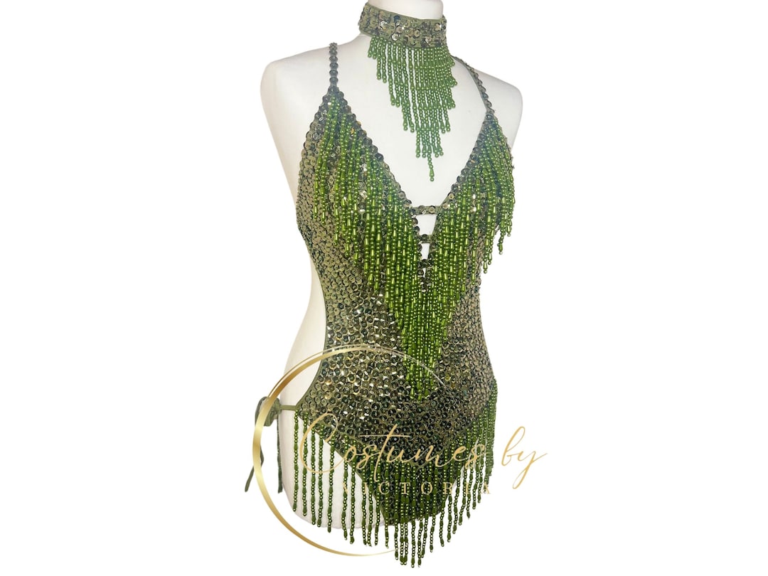 Sage Green Sequin Showgirl Costume for Dancers in Production Shows ...