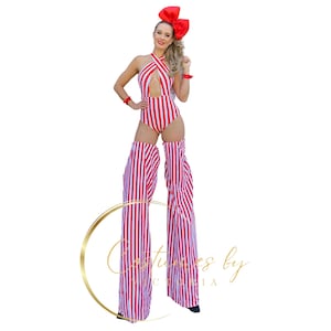 Striped Circus Stilt Covers Jersery Stretch Custom Made for Stilt Costume, Stripey Circus Themed Stilt Coverings Pants for Duras & Pegs