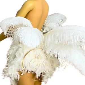 Showgirl Ostrich Feather Bustle for Glamorous Showgirl Costume, Bespoke Showgirl Feathers Back Pack for Vegas Dancer Outfit & Show Costume