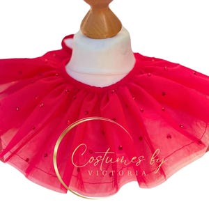Red Rhinestone Circus Clown Neck Ruffle for Traditional Circus Costume, Red Crystal Jabot Ruff for Circus Showgirl Costume & Dance Costume
