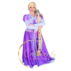 Adult Princess Rapunzel Costume with Corset and Skirt, Tower Princess from Tangled Dress for Childrens Entertainment & Princess Parties