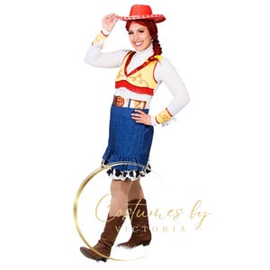 Kompletny kostium Jessie z Toy Story i peruka, sukienka kowbojka Jessie z Toy Story z kapeluszem na rozrywkę dla dzieci i przyjęcia księżniczek
