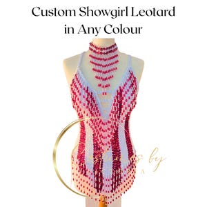 Custom Made Sequin Showgirl Costume for Dancers in Production Shows, Custom Colour Beaded Tassel Show Girl Leotard for Burlesque Artistes
