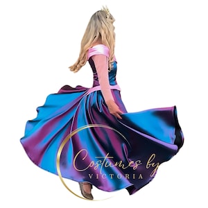 Complete Adult Colour Changing Princess Aurora Costume, Entire Sleeping Beauty Dress for Childrens Entertainment & Princess Parties