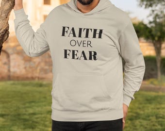 Felpa con cappuccio Faith Over Fear: felpa unisex ispiratrice cristiana