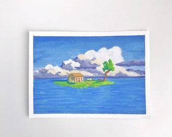 Casa sull'isola - Stampa artistica giclée