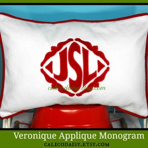 The Veronique Applique Framed Monogrammed Pillow Cover 14 x 20 lumbar image 5