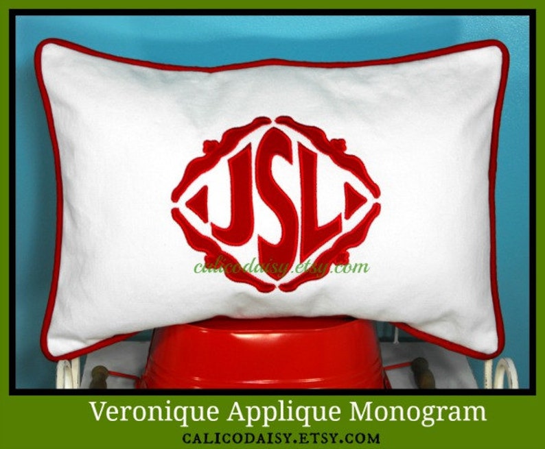 The Veronique Applique Framed Monogrammed Pillow Cover 14 x 20 lumbar image 5