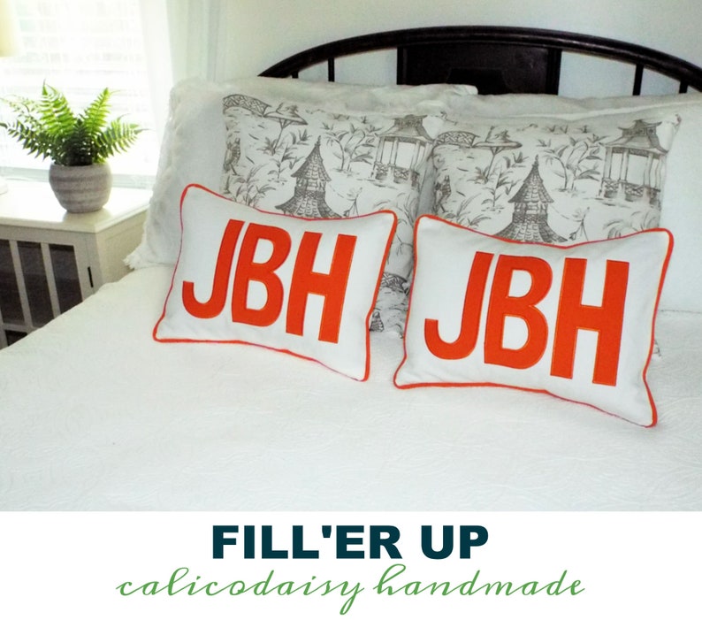 FILL'ER UP Large Applique Monogram Pillow Cover 12 x 16 Bild 8