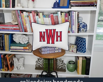 Heritage - Large Font Applique Monogrammed Pillow Cover - 12 x 16 lumbar sham