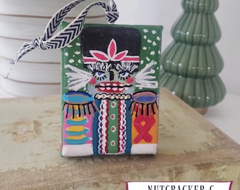 Handpainted Nutcracker Ornament "C" - 3x4 inches