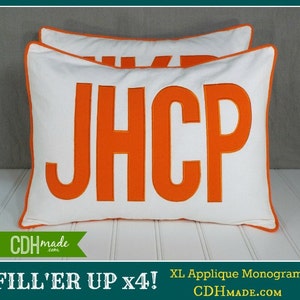 FILL'ER UP Large Applique Monogram Standard Pillow Sham Single Standard Size 20 x 26 image 10