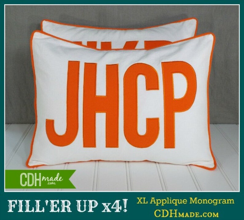 FILL'ER UP Large Applique Monogram Standard Pillow Sham Single Standard Size 20 x 26 image 10