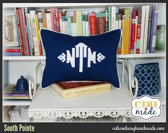 South Pointe Applique Monogrammed Pillow Cover - 12 x 16  lumbar