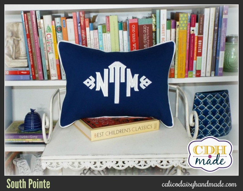South Pointe Applique Monogrammed Pillow Cover 12 x 16 lumbar image 1