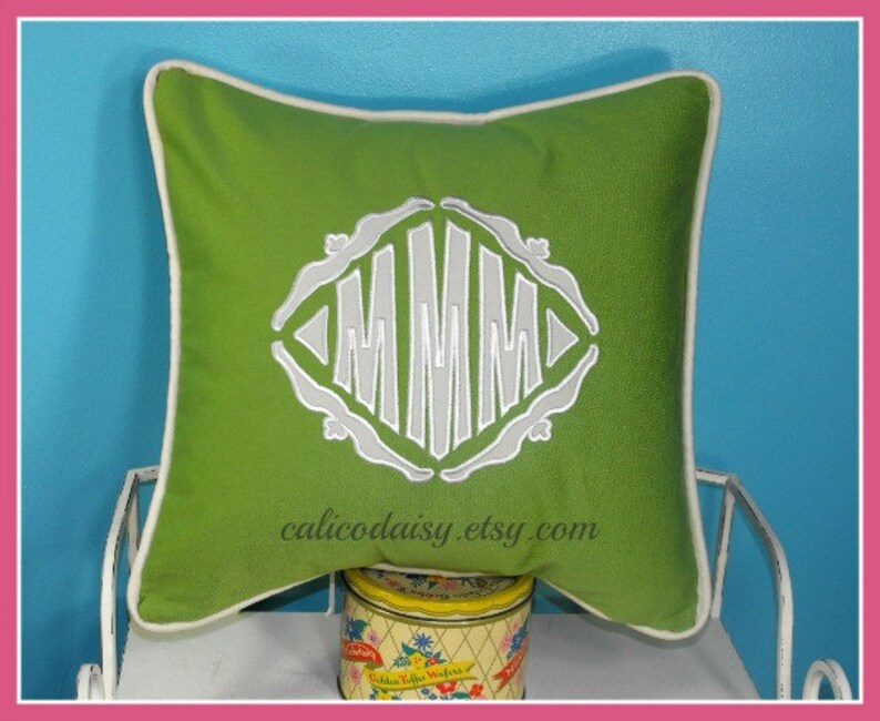 The Veronique Applique Monogrammed Pillow Cover 16 x 16 square image 6