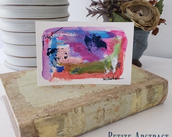 Petite Mini Abstract Lilac Fields – 4x6 Mini Original Art Impressionist Abstract