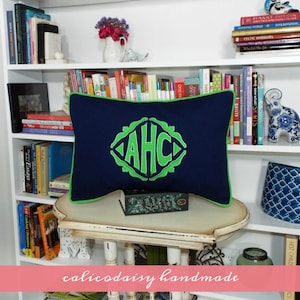 The Veronique Applique Framed Monogrammed Pillow Cover 14 x 20 lumbar image 1