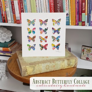 Butterfly Study - Abstract Butterfly Collage Original Art – 8 x 8