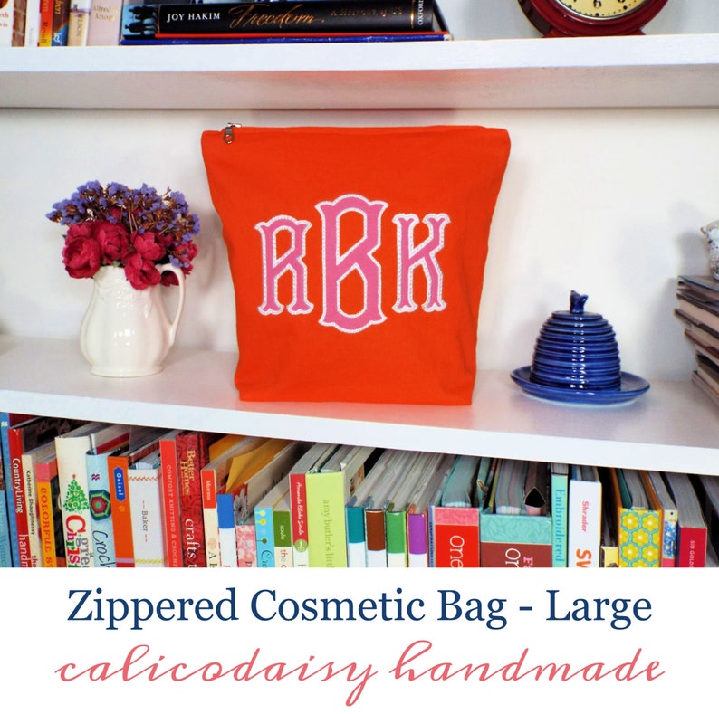 Applique Monogrammed Zipper Cosmetic Bag / Change Purse / Wallet / Clutch / Zipper Pouch S M or L image 8
