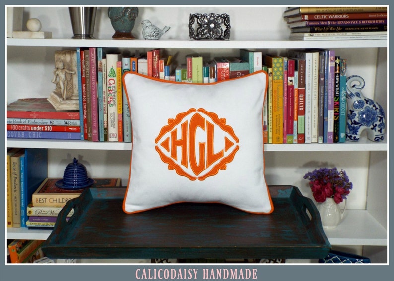 The Veronique Applique Monogrammed Pillow Cover 16 x 16 square image 3