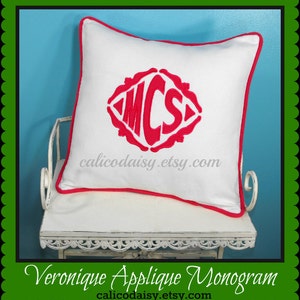 The Veronique Applique Monogrammed Pillow Cover 16 x 16 square image 5