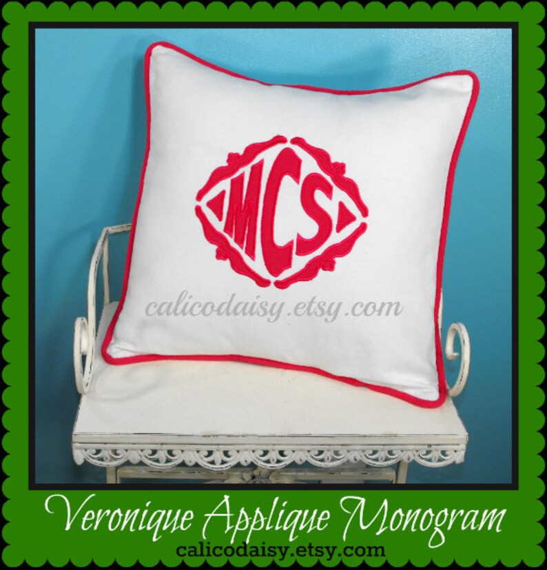 The Veronique Applique Monogrammed Pillow Cover 16 x 16 square image 5