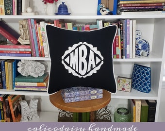 The Veronique Applique Monogrammed Pillow Cover - 16 x 16 square