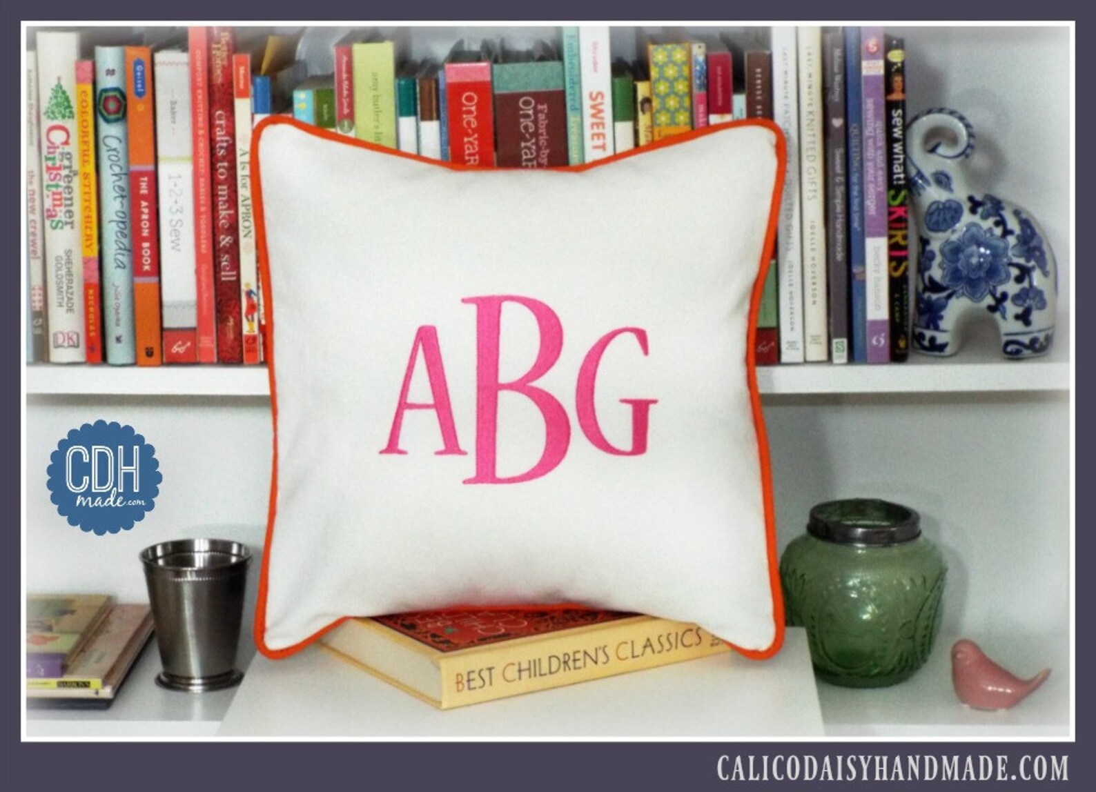 Large Font Monogrammed Pillow Cover 16 X 16 Square Etsy