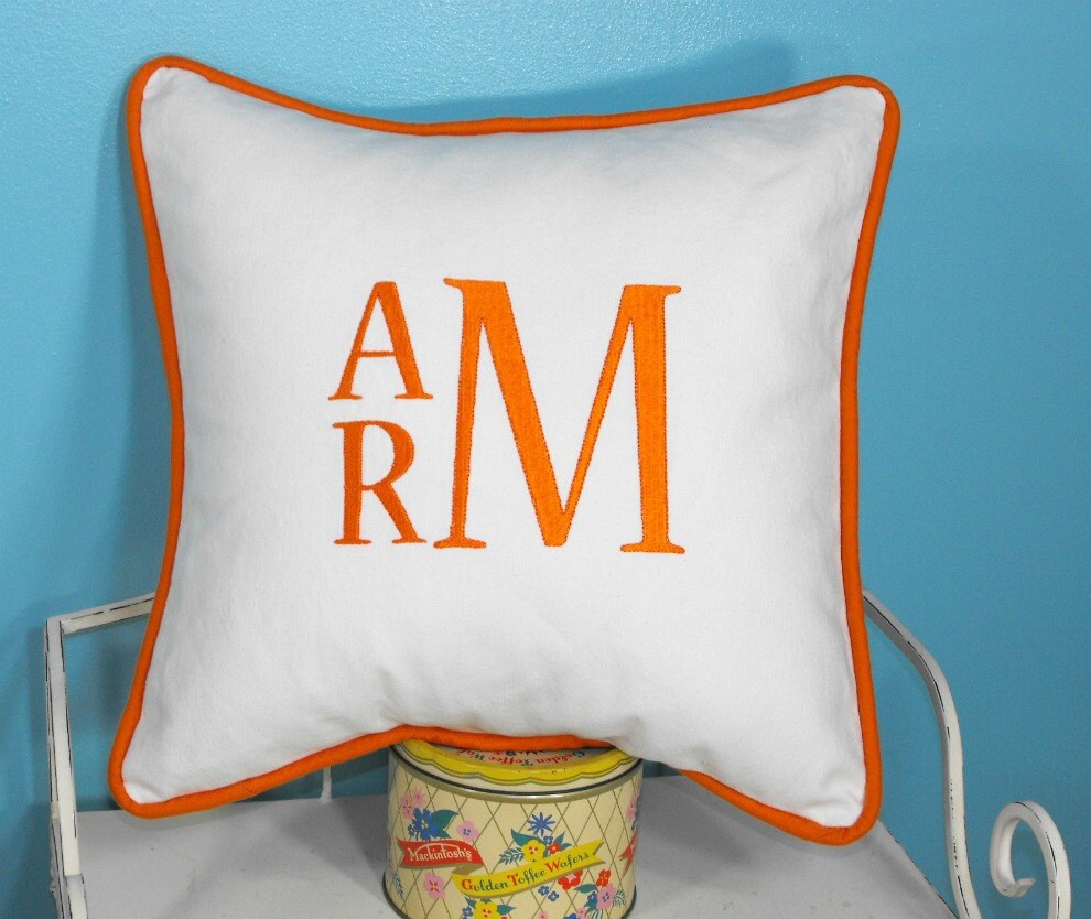 Large Font Monogrammed Pillow Cover 16 X 16 Square Etsy