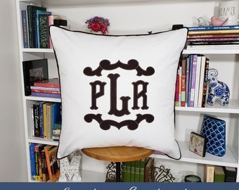 The Bordeaux Flourish Framed Monogrammed Pillow Cover- Choice of Sizes