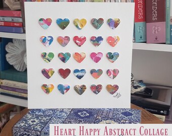 Heart Happy - Abstract Heart Collage Original Art – 8 x 8