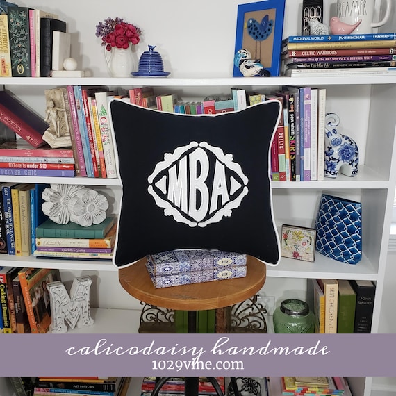 The Veronique Applique Framed Monogrammed Pillow Cover - 20 x 20 square