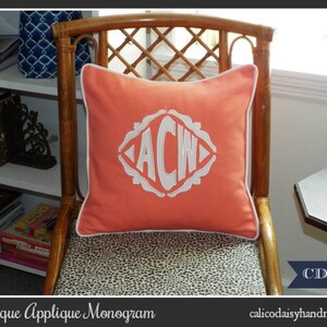 The Veronique Applique Monogrammed Pillow Cover 16 x 16 square image 4