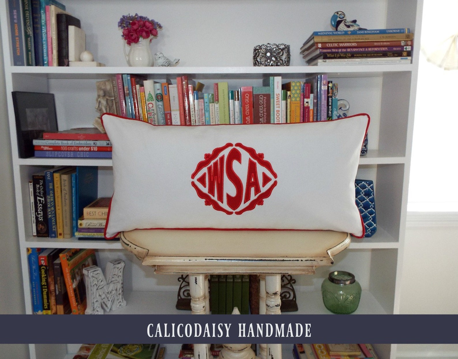 Large Applique Monogram Pillow Cover 14 X 28 OR 14 X 36 Etsy