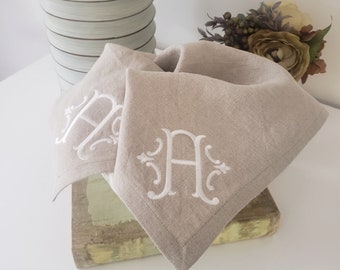 Monogrammed Linen Bread Basket Liner - 22" Square -