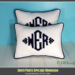 South Pointe Applique Monogrammed Pillow Cover 12 x 16 lumbar image 4