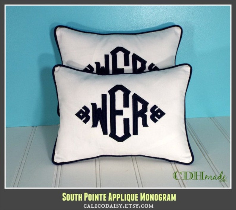 South Pointe Applique Monogrammed Pillow Cover 12 x 16 lumbar image 4