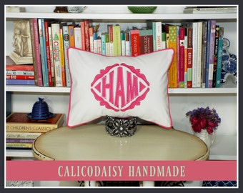 The Veronique Applique Framed Monogrammed Pillow Cover - 12 x 16 lumbar